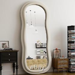 63 X 24 Irregular Wall Mirror with Flannel-Wrapped Wooden Frame Full-Length