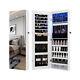 6 LED Wall Door Mounted Jewelry Cabinet Armoire Large Box Organizer with Mirror