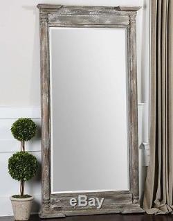 74H French Country Tuscan Distressed Wood Floor Wall Full Length Mirror LARGE