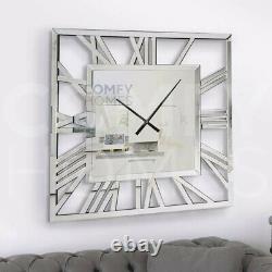 80cm LARGE Mirrored Square Wall Clock FREE DELIVERY AVAILABLE