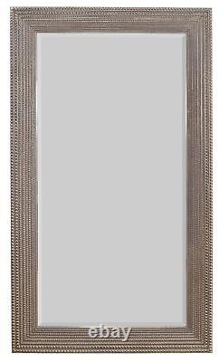 84H XXL Large Beaded Rectangular Accent Mirror Silver Beveled Wall Home Decor