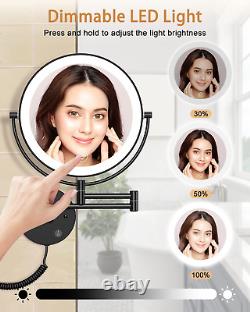 9 Wall Mounted Lighted Makeup Vanity Mirror with 3 Color Dimming Lights, Large