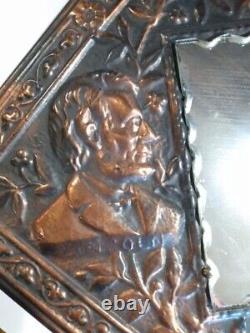 ANTIQUE Embossed METAL Large Wall Mirror Presidential Likeness (Hand Forged)