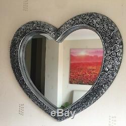 ANTIQUE STYLE ORNATE HEART WALL MIRROR DRESSING BATHROOM LARGE WALL MIRROR 67x58