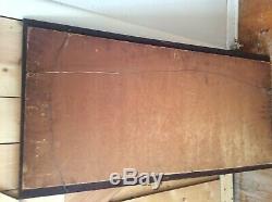 ANTIQUE Vtg LARGE tall Wood OAK FRAMED Frame BEVELED Rectangular Wall MIRROR