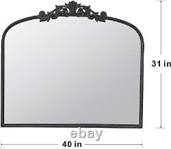 A&B Home Arched Vertical Mirror-Wall Mirror with Black Metal Frame, 40X31 Large