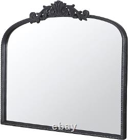 A&B Home Arched Vertical Mirror-Wall Mirror with Black Metal Frame, 40X31 Large