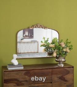 A&B Home Arched Vertical Mirror-Wall Mirror with Gold Metal Frame, 40x31