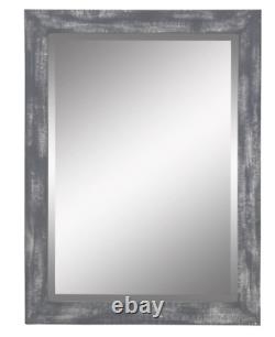 Accent Wall Mirror Bathroom Vanity Distressed Rustic Gray Wood Leaner Large 40H