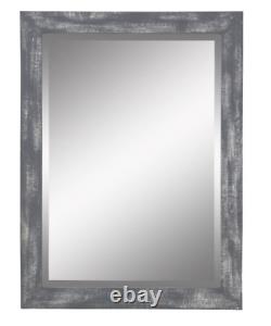 Accent Wall Mirror Bathroom Vanity Distressed Rustic Gray Wood Leaner Large 40H