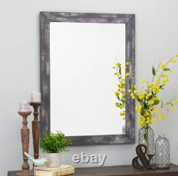 Accent Wall Mirror Bathroom Vanity Distressed Rustic Gray Wood Leaner Large 40H