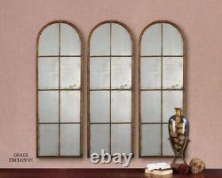 Amiel Large Arch Mirror with Antiqued Glass and Gold Highlights Amiel