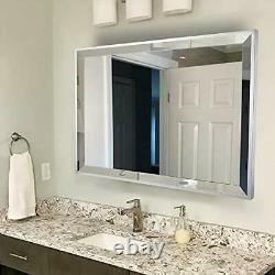 Angled Wall Bathroom Mirror with 2 Big Beveled Edge, 36X28 Large 36 X 28