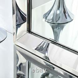 Angled Wall Bathroom Mirror with 2 Big Beveled Edge, 36X28 Large 36 X 28