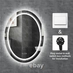 Antifog Functional Large Oval LED Bathroom Mirror Wall Lighted Over Sink Mirror