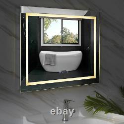Antifog Mirror Bathroom Vanity LED Lighted Wall Mirror with Time/ Shaving Socket