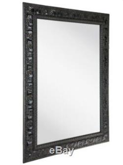 Antique Black Textured Rectangle Wall Mirror Extra Large Decorative Mirror
