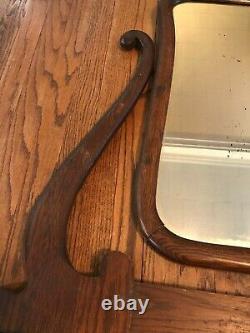 Antique Carved Farmhouse Vanity Dresser Wood Mirror Ornate LARGE Wall Fireplace