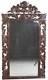 Antique Carved Oak Large Tall Wall Mirror Wood Frame Beveled Glass English