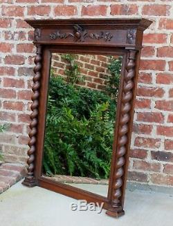 Antique English Oak Large BARLEY TWIST Wall Mantel Pier Fireplace Mirror