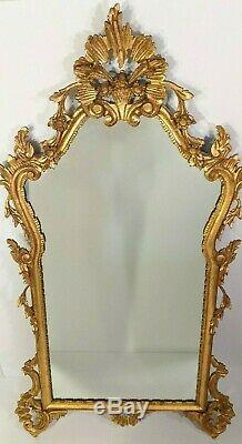 Antique Estate Gold Gilt Large Ornate Carved Wood Wall Hanging Mirror