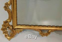 Antique Estate Gold Gilt Large Ornate Carved Wood Wall Hanging Mirror