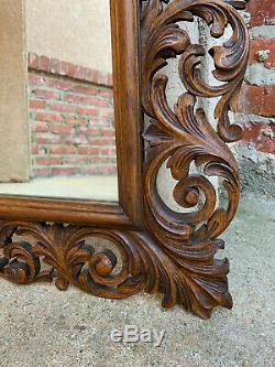 Antique French Carved Oak Frame Wall Mirror Louis XV Renaissance Large