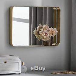 Antique Gold Leaf Thick Metal Strap Wall Mirror Large 30 Modern Vanity Horchow