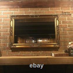 Antique Gold Wall Mirror Vintage Style Large Ornate Scroll Beveled Mantle Mirror