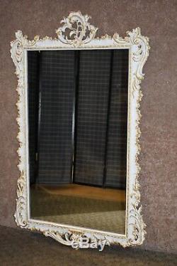 Antique Large Ornate French Style Wall Mirror withGold Highlights