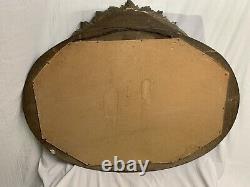 Antique Large Oval Fancy Ornate Beveled Wall Mirror