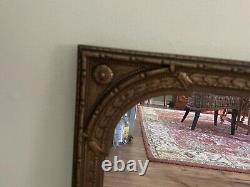Antique Large Wall/Mantle Mirror-Rectangle-Gilded Wood Carved Frame-43x22