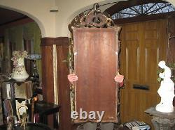 Antique Large Wall Mirror 19th century Hand Carved Floral Gold Gesso 54 Tall