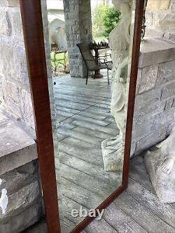 Antique Large Wall Mirror 65 T Life Size Beveled Edge Glass Great Wooden Frame