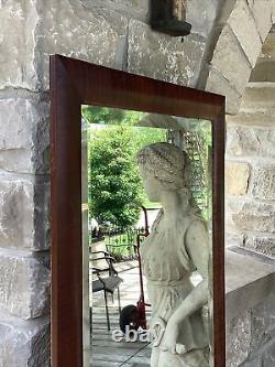 Antique Large Wall Mirror 65 T Life Size Beveled Edge Glass Great Wooden Frame