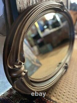 Antique Large oval Mirror Vintage 1920s Wood Frame Art Nouveau 45 x 23