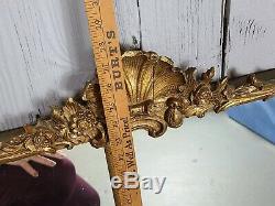 Antique Louis XV Style Lrg Giltwood Carved Wall Mirror Rococo framed shell gold