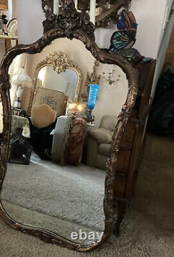 Antique Ornate Gold Carved Gesso Wall Mirror Victorian Large Xl 46