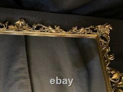 Antique Ornate Large BRASS Mirror with Leaves Brass Hanging Wall Vanity Mirror