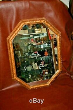 Antique Ornate Rectangular Octagon 32x23 Large Gilt Framed Hanging Wall Mirror