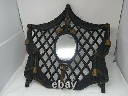 Antique Ornate Wrought Metal Hallway Wall Sconce Mirror Brass Candle Holder Hook