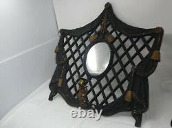 Antique Ornate Wrought Metal Hallway Wall Sconce Mirror Brass Candle Holder Hook