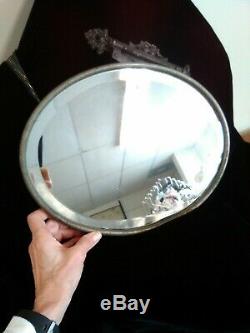 Antique SCISSOR ACCORDIAN MIRROR OVAL BARBER SHOP WALL MOUNT Expandable Large