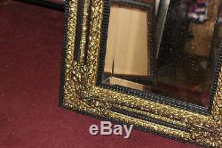 Antique Victorian Gilded Brass Floral Metal & Wood Wall Mirror-Large & Ornate