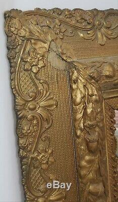 Antique Victorian Gilt Gesso Wood Wall Mirror Ornate Large 1800's 32 x 36