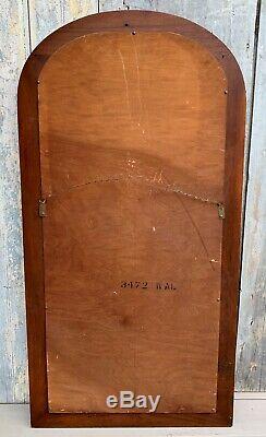 Antique Victorian Large 45 Walnut Arch Wall Mirror with Gilt Gesso Liner c. 1900