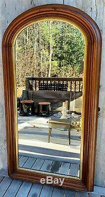 Antique Victorian Large 46.5 Mahogany Arch Wall Mirror with Gilt Gesso Liner 1900