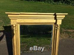 Antique Victorian Large Wall Hanging Mirror Wood Frame with Gold Gilt Paint