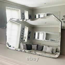 Antique Vintage Art Deco Large Bevelled Glass Hallway Wall Mantle Mirror