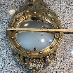 Antique Vintage Federal Eagle Gold Convex Mirror Wall Accessory Large 35